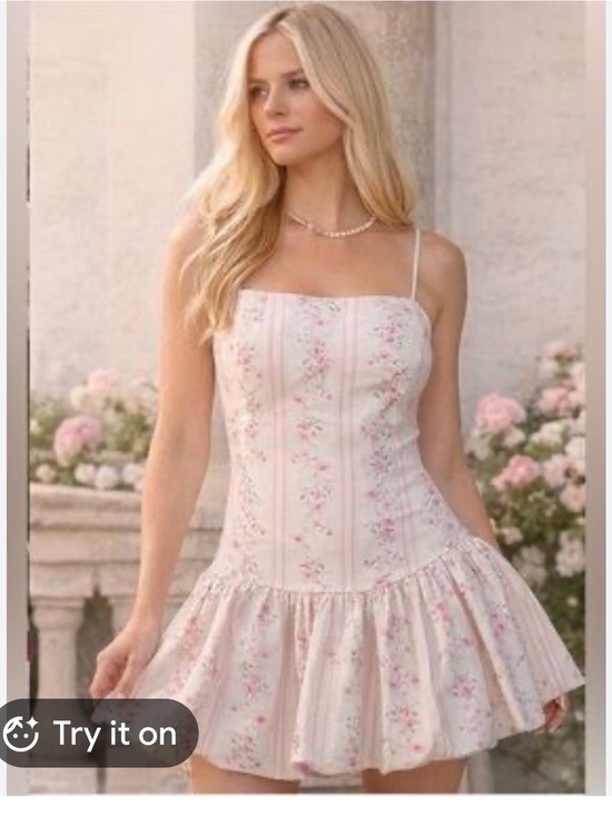 Thirty Thirty Dresses & Skirts - Floral Spaghetti-Strap Mini Dress in Blush Pink